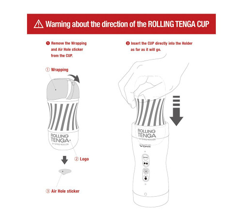 Автоматический мастурбатор Tenga VACUUM GYRO ROLLER, ротация и вакуум, совместим с Tenga Cup