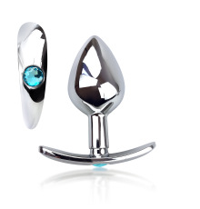 Металева анальна пробка для довготривалого носіння з Блакитним кристалом М, Діаметр 3,2, Довжина 7,5