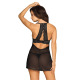 Прозрачная сорочка с открытой грудью Obsessive Pearlove chemise & thong black S/M, трусики