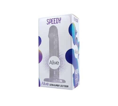 Прозрачный фаллоимитатор и насадка для страпона Alive Jelly Dildo Speedy, ТПЕ, длина 17,8 см