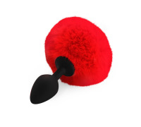 Силіконова анальна пробка М Art of Sex - Bunny Tails Butt plug, Червоний