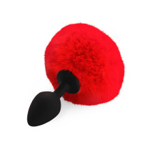 Силіконова анальна пробка М Art of Sex - Bunny Tails Butt plug, Червоний