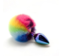 Анальная пробка Wooomy Filippi M, с пушистым хвостиком, диаметр 3,4 см, длина 8 см.