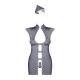Эротический костюм стюардессы Obsessive Stewardess 3 pcs costume grey L/XL, серый, платье, стринги,пилотка
