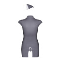 Эротический костюм стюардессы Obsessive Stewardess 3 pcs costume grey L/XL, серый, платье, стринги,пилотка