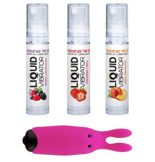 Набор из 3-х вкусов стимулирующего лубриканта Amoreane Med (3х10мл) и вибропули Adrien Lastic Pink
