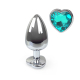 Металева анальна пробка Серце L з Блакитним кристалом, довжина 9см, діаметр 4см