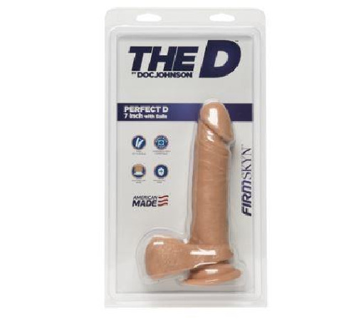 Фаллоимитатор Doc Johnson The D - Perfect D - 7 Inch With Balls - FIRMSKYN, диаметр 4,5см