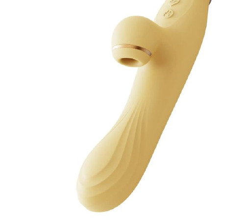 Вібратор з підігрівом та вакуумною стимуляцією ZALO ROSE RABBIT YELLOW