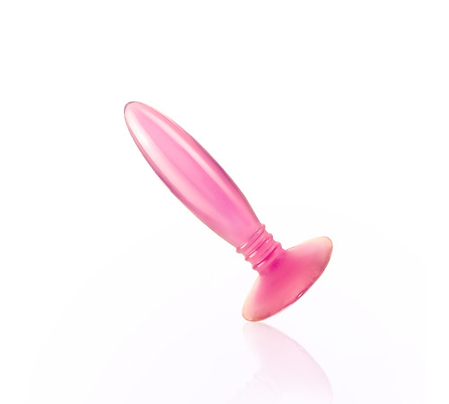 Гелевая анальная пробка на присоске Пуля, Розовый