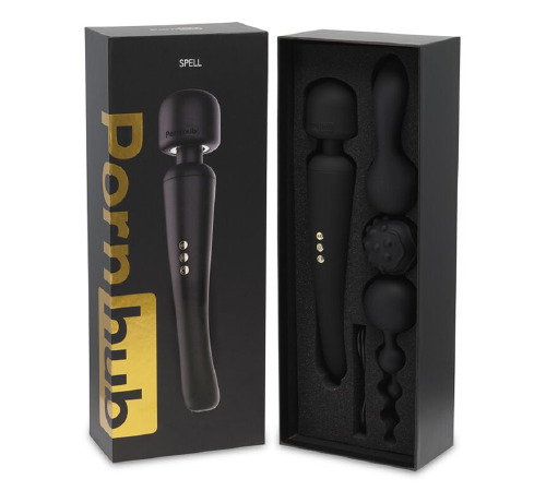 Вибромассажер wand с тремя насадками Pornhub Spell Wand Set, мощный