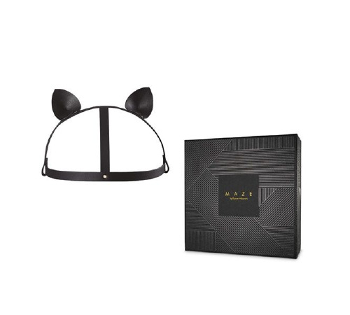 Маска кошечки Bijoux Indiscrets MAZE - Cat Ears Headpiece Black, экокожа