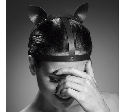 Маска кошечки Bijoux Indiscrets MAZE - Cat Ears Headpiece Black, экокожа