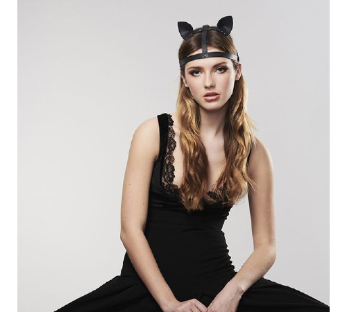 Маска кошечки Bijoux Indiscrets MAZE - Cat Ears Headpiece Black, экокожа