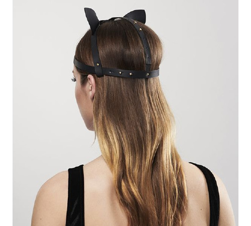 Маска кошечки Bijoux Indiscrets MAZE - Cat Ears Headpiece Black, экокожа
