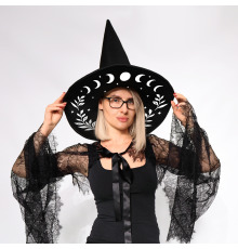 Ведьминская шляпа с фазами луны – аксессуар для костюма ведьмы на Хэллоуин