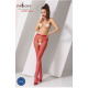 Эротические колготки-бодистокинг Passion S019 red, имитация трусиков ажурных с доступом, в сеточку