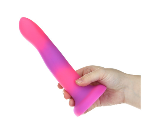 Светящийся в темноте фаллоимитатор ADDICTION Rave 8″ Glow in the Dark Dildo Pink Purple, 20,3 см