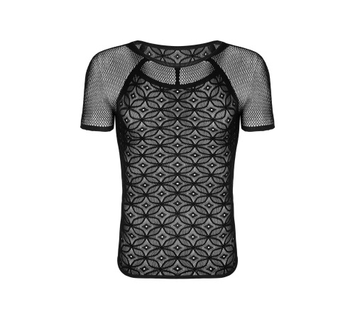 Чоловіча напівпрозора футболка з орнаментом Obsessive T102 T-shirt S/M/L, чорна