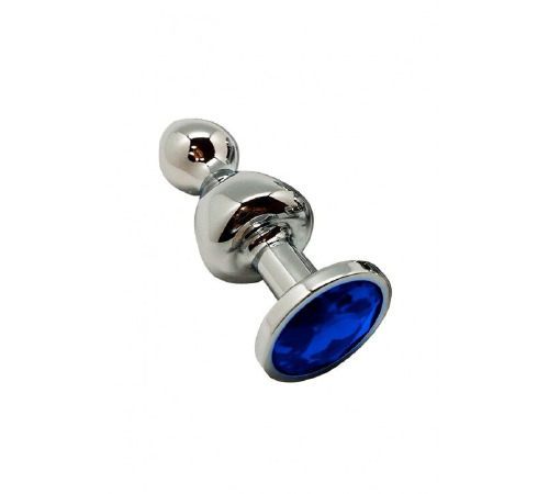 Металева анальна пробка Wooomy Lollypop Double Ball Metal Plug Blue S, діаметр 2,8см, довжина 8,5см