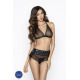 Комплект белья EXPRESSION SET black L/XL - Passion: лиф сетчатый, юбочка и стринги