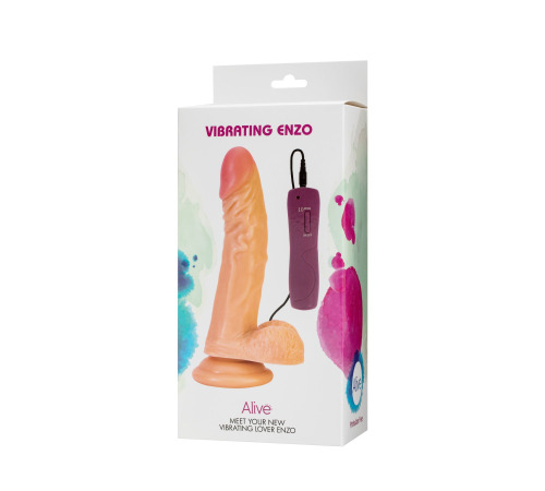 Фаллоимитатор Alive Enzo с вибрацией, ПВХ, диаметр 4,3см