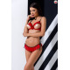 Комплект белья CHERRY SET OpenBra red S/M - Passion Exclusive: открытый лиф, трусики-юбочка