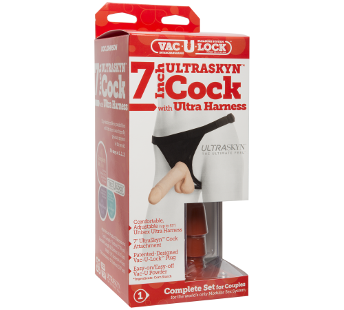 Трусики зі страпоном Doc Johnson Vac-U-Lock 7 Inch ULTRASKYN Ultra Harness, діаметр 4,3 см