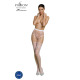 Эротические колготки-бодистокинг Passion ECO S004 white, закрытые трусики, декор, подвязки