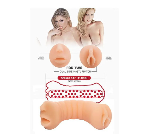 Двосторонній мастурбатор XXX FOR TWO DUAL SIDE MASTURBATOR FLESH