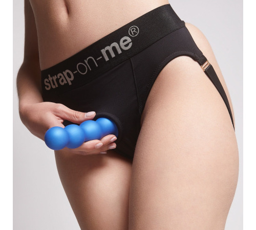 Насадка для страпона Strap-On-Me Dildo Plug Balls Blue Metallic L