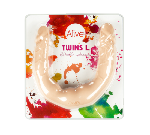 Фаллоимитатор двойной Alive Twins размер L, гибкий, диаметр 2,8см - 3,4см, длина 40см