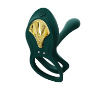 Смарт-ерекційне кільце Zalo BAYEK Turquoise Green, подвійне з ввідною частиною, пульт ДК