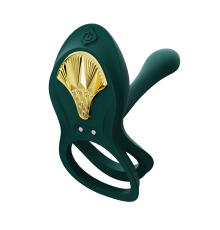 Смартэрекционное кольцо Zalo — BAYEK Turquoise Green, двойное с вводимой частью, пульт ДУ