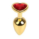 Анальна пробка Gold Metal Heart Red, S