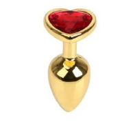 Анальна пробка Gold Metal Heart Red, S