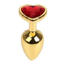 Анальна пробка Gold Metal Heart Red, S