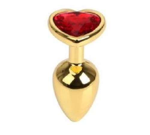 Анальна пробка Gold Metal Heart Red, S