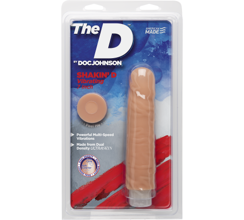 Фаллоимитатор Doc Johnson The D: Shakin D 7 Inch Vibro ULTRASKYN, диаметр 3,8см, плавная регулировка