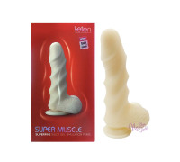 Фаллоимитатор с присоской Leten Super Muscle Large, диаметр 4см, ТПЕ, нежный на ощупь, рельефный