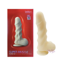 Фаллоимитатор с присоской Leten Super Muscle Large, диаметр 4см, ТПЕ, нежный на ощупь, рельефный