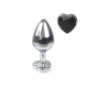 Металева анальна пробка Серце М з Чорним кристалом, довжина 8см, діаметр 3,4см