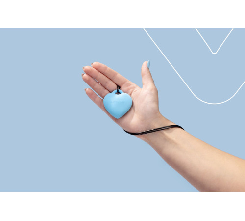 Мини-вибратор «Сердечко» FairyGasm PleasureStone blue, 9 режимов, на шнурке