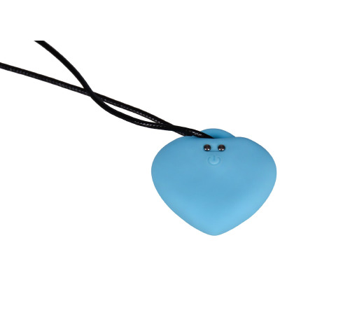 Мини-вибратор «Сердечко» FairyGasm PleasureStone blue, 9 режимов, на шнурке
