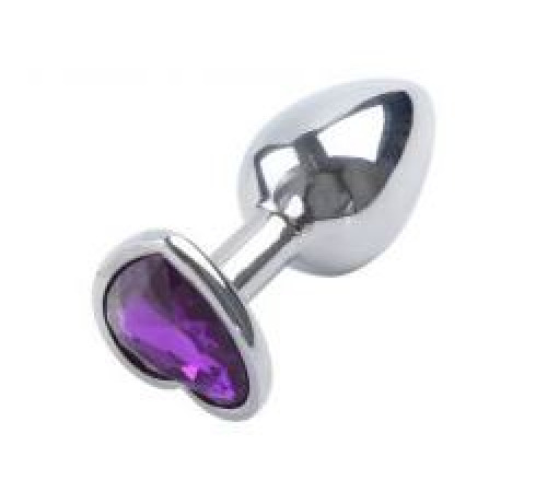 Анальна пробка Silver Metal Heart Dark Violet, S