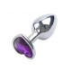 Анальна пробка Silver Metal Heart Dark Violet, S
