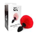 Силиконовая анальная пробка М Art of Sex - Bunny Tails Butt plug, Красный