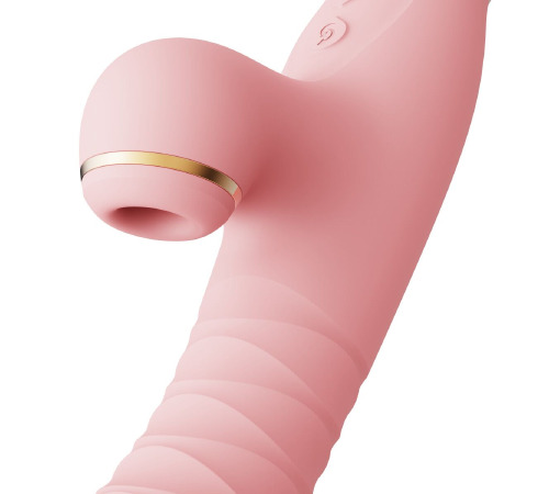 Пульсатор-вібратор із вакуумною стимуляцією клітора Zalo - ROSE Thruster Strawberry Pink