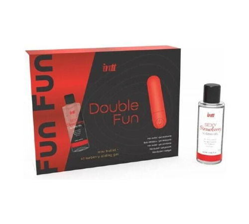 Набор Intt DOUBLE FUN: вибропуля (10 режимов, перезаряжаемая), клубничный лубрикант на водной основе