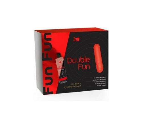 Набор Intt DOUBLE FUN: вибропуля (10 режимов, перезаряжаемая), клубничный лубрикант на водной основе